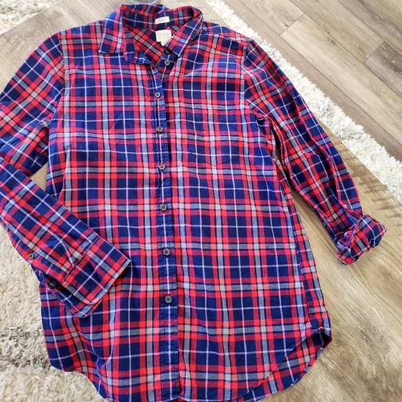 J. Crew Tops - J.Crew Homespun Boy Fit Women Plaid Button Shirt